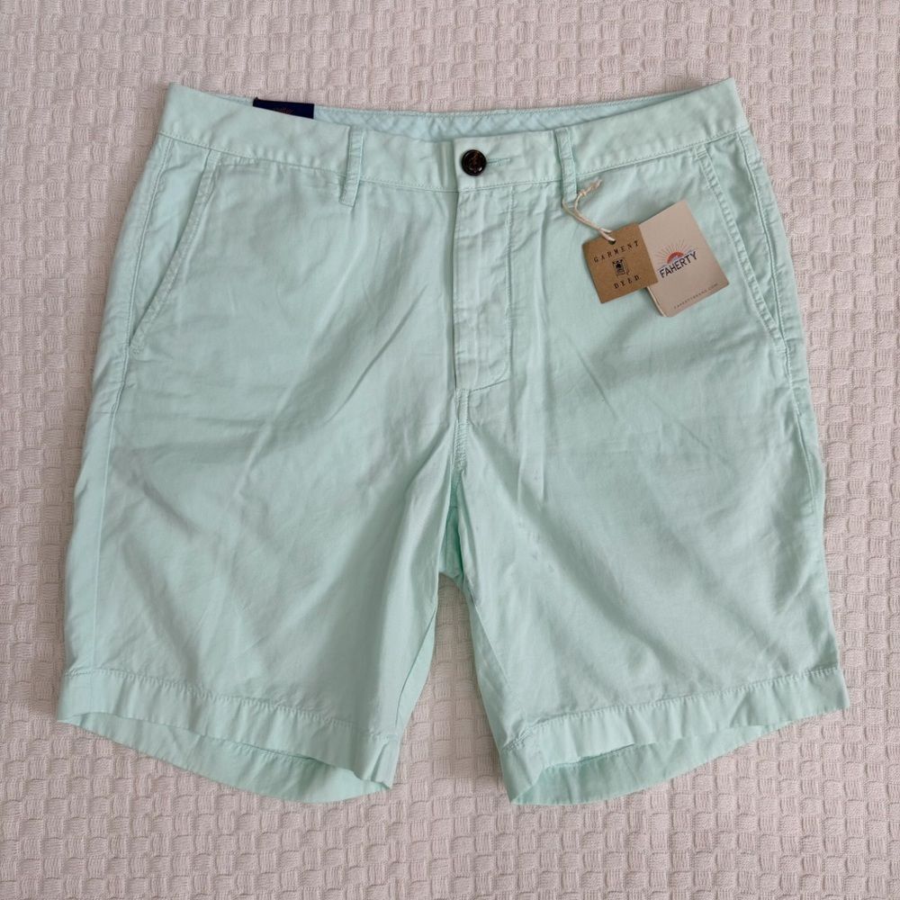 NWT Faherty Size 31 Cloud Cotton Harbor Shorts 8” Inseam Sea Foam MBC0003